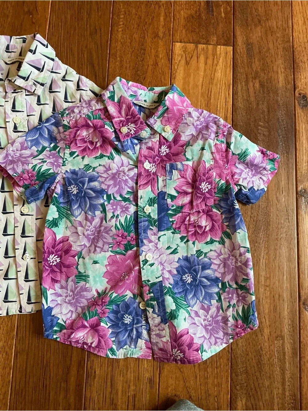 BUNDLE of 2-Janie and Jack Tropical Sailboat Hawaiian Shirt Button Downs, 2T